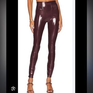 SPANX Faux Patent Leather Liquid Gloss Leggings Ruby